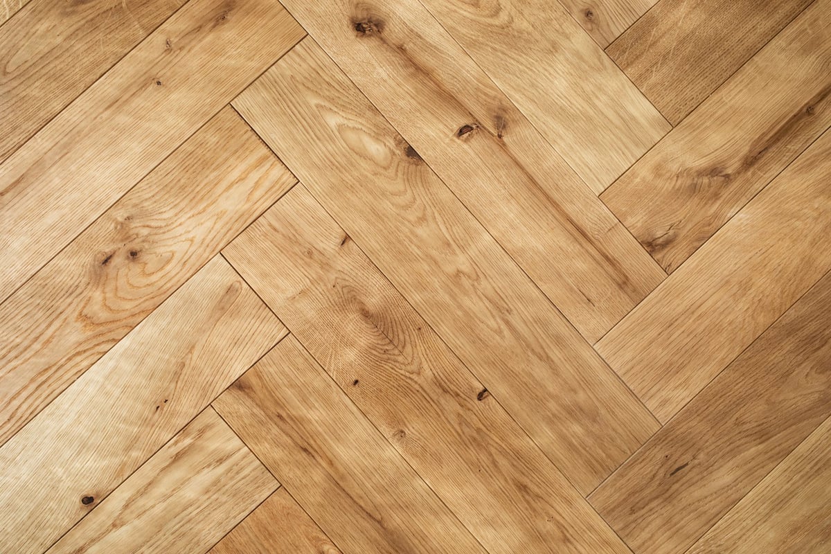 Rustic oak timber parquet flooring